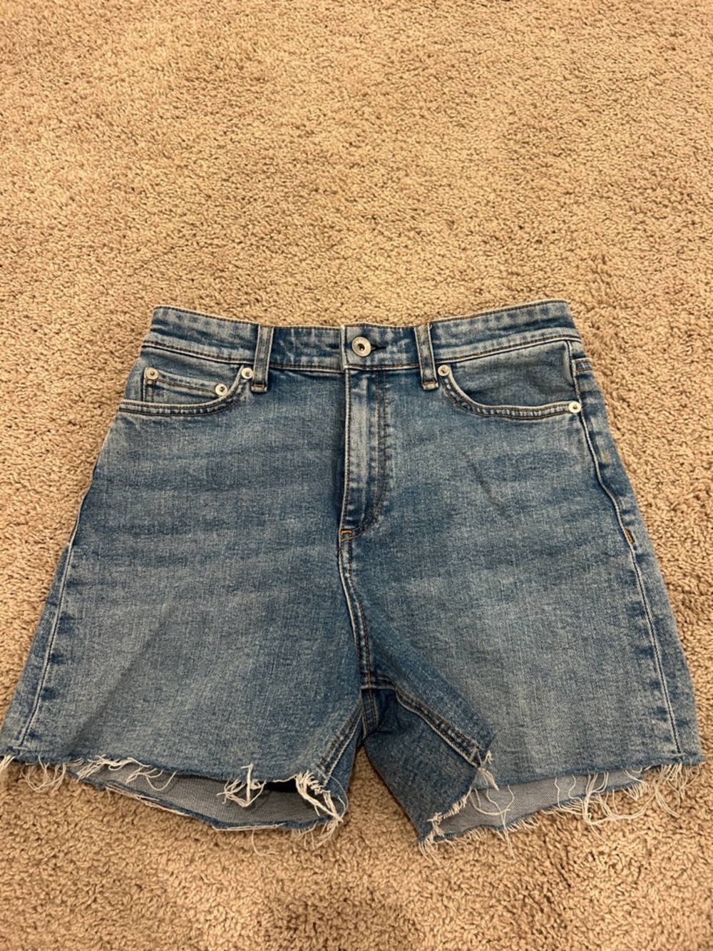 rag & bone Nina High rise short 
Medium Blue High-Waist Cutoff Jean Shorts